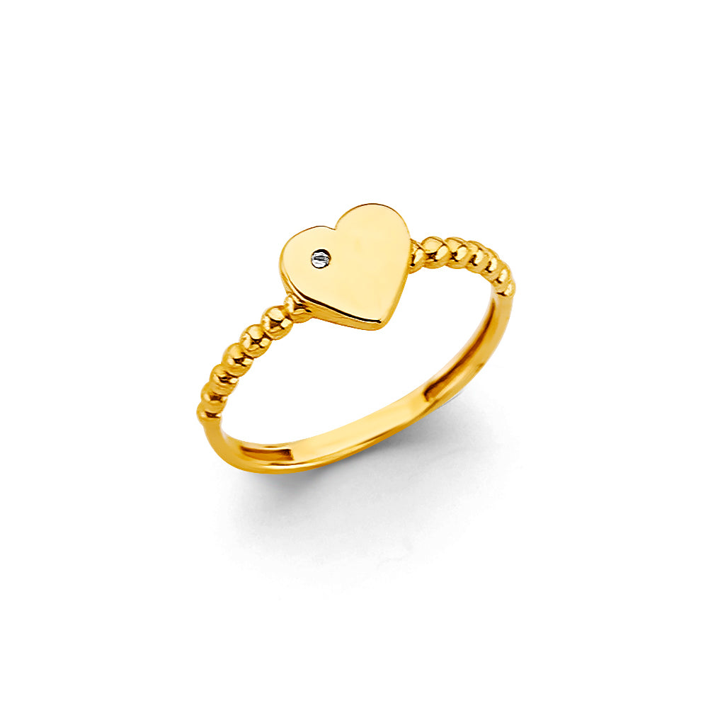 14K Yellow Gold CZ Heart Ring