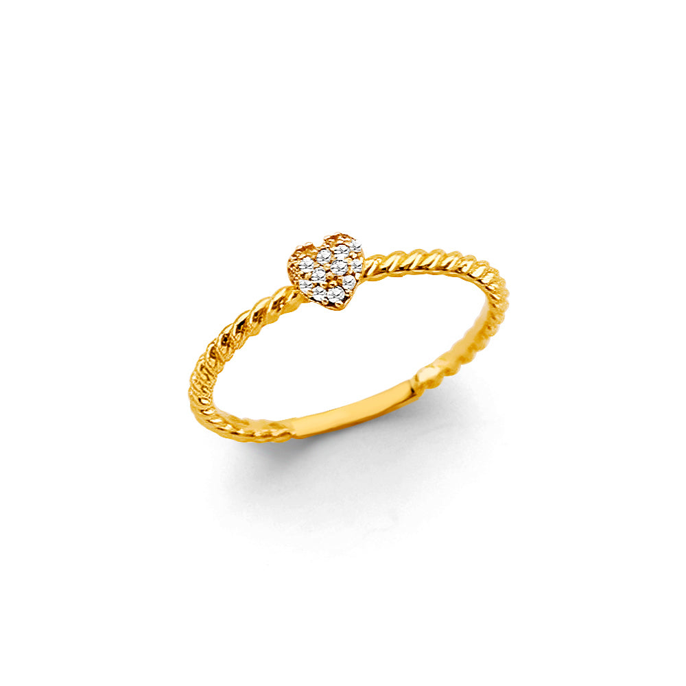 14K Yellow Gold CZ Heart Ring