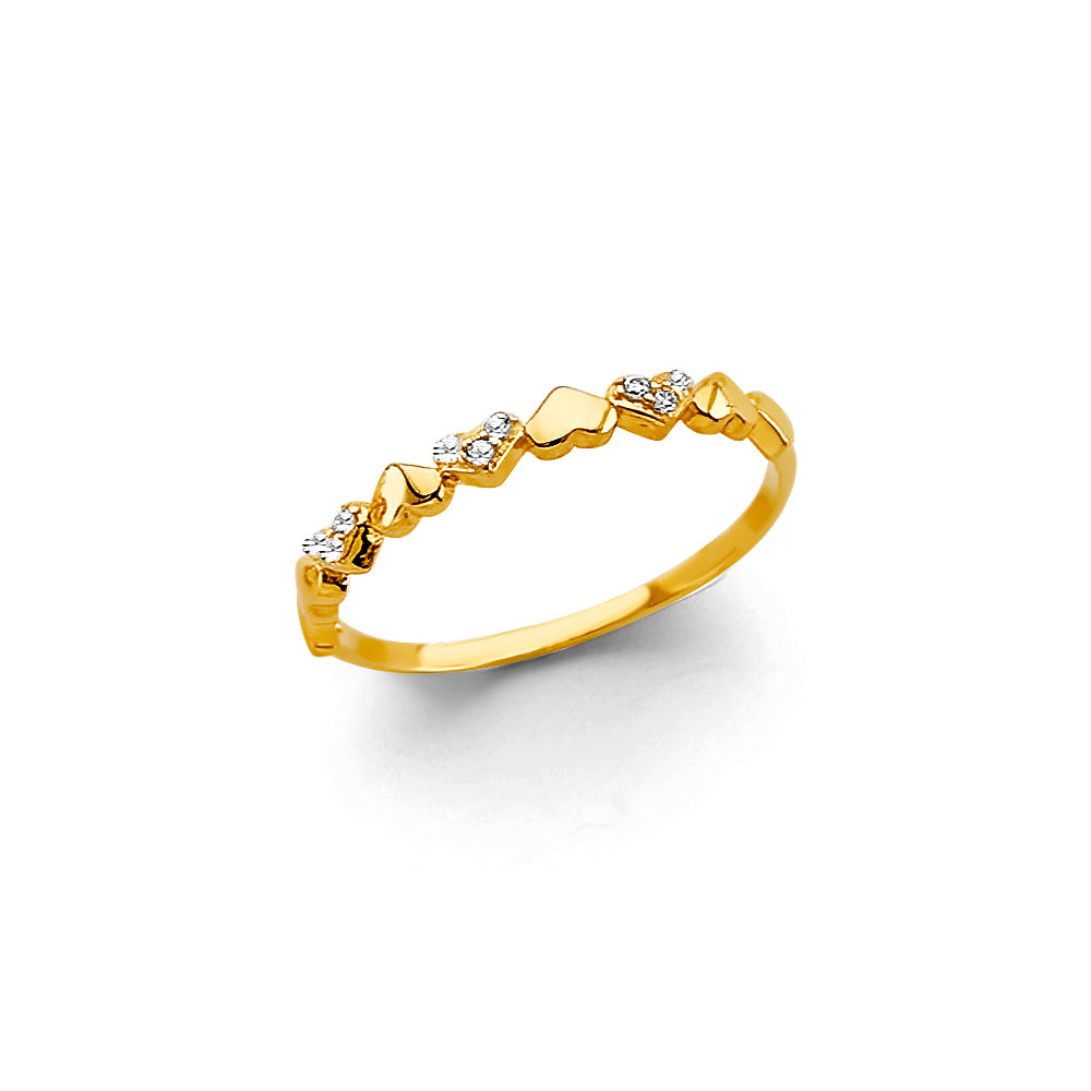 14K Yellow Gold CZ Heart Ring