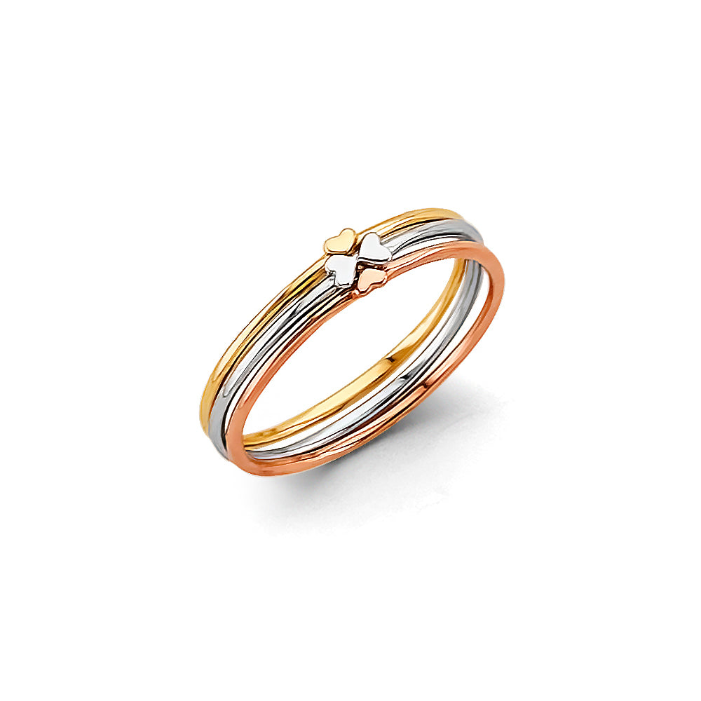 14K Yellow White Rose Gold Stackable Heart Ring