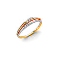 14K Yellow White Rose Gold CZ 2 Line Ring
