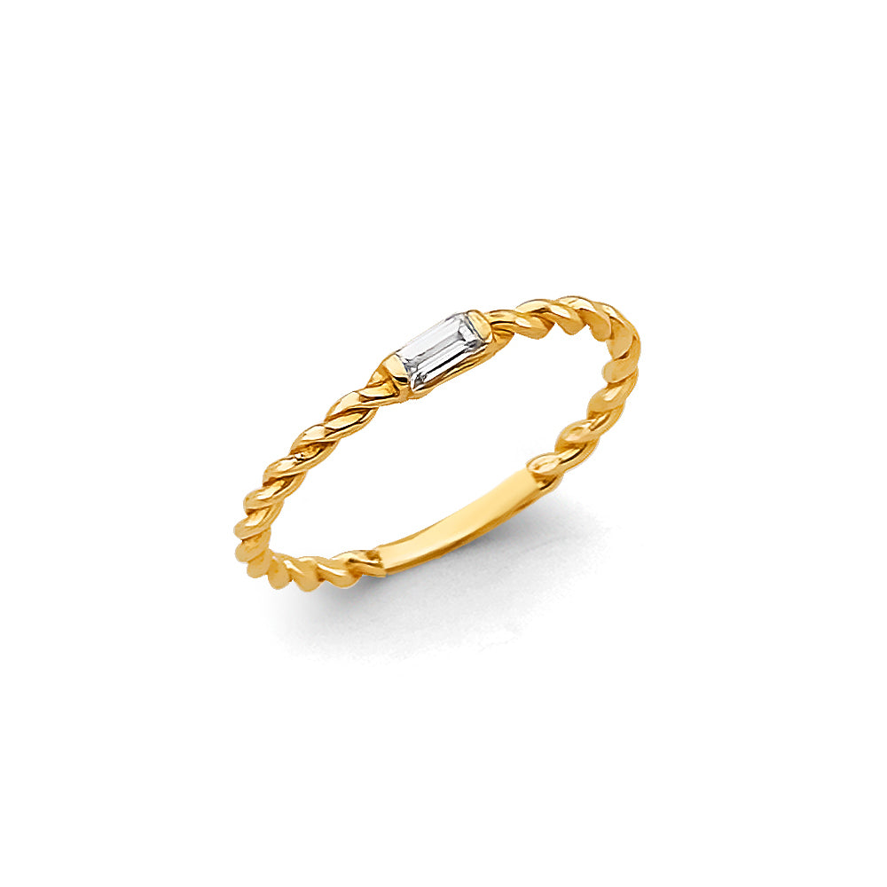 14K Yellow Gold Stackable CZ Ring