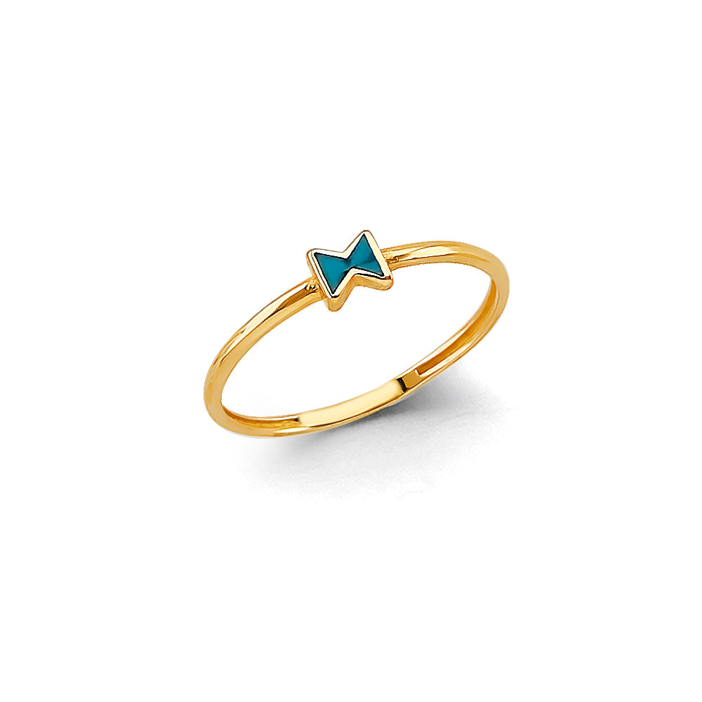14K Yellow Gold Enamel Ribbon Stackable Ring