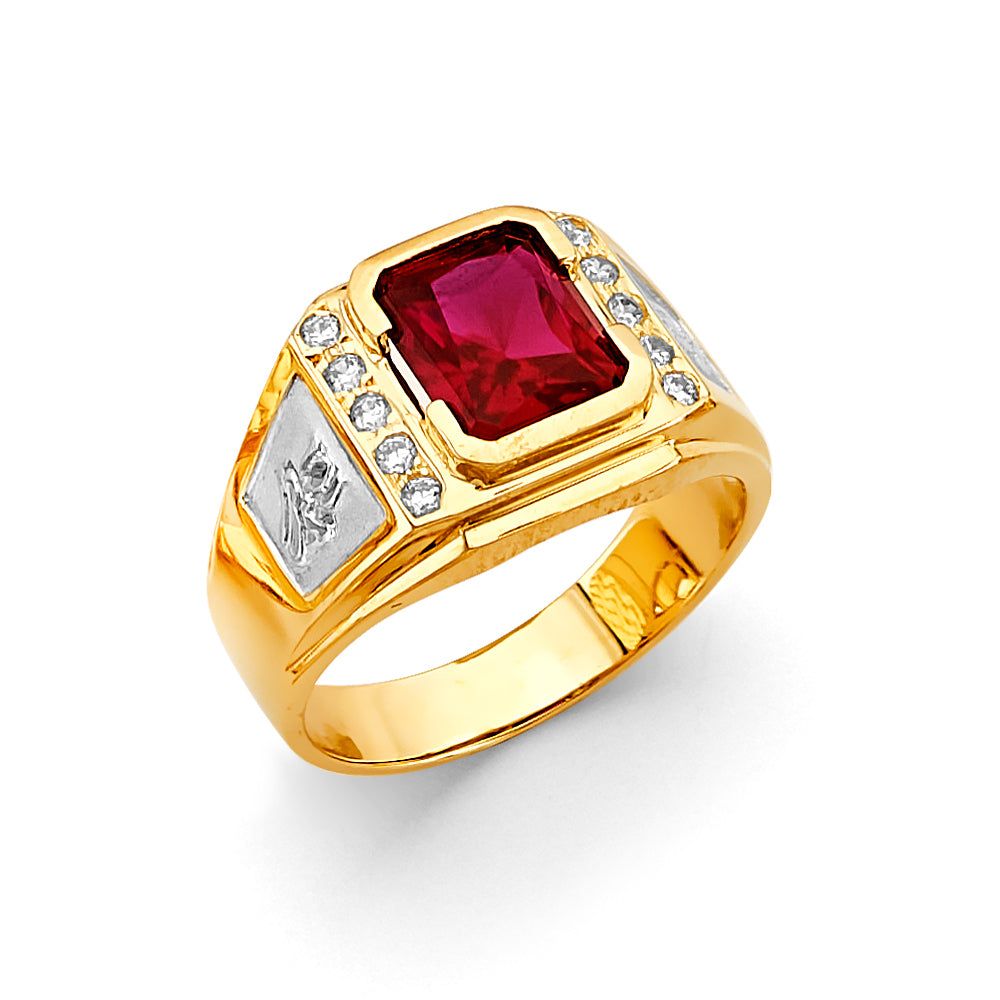 14K Two Tone Gold Men'S CZ Ring