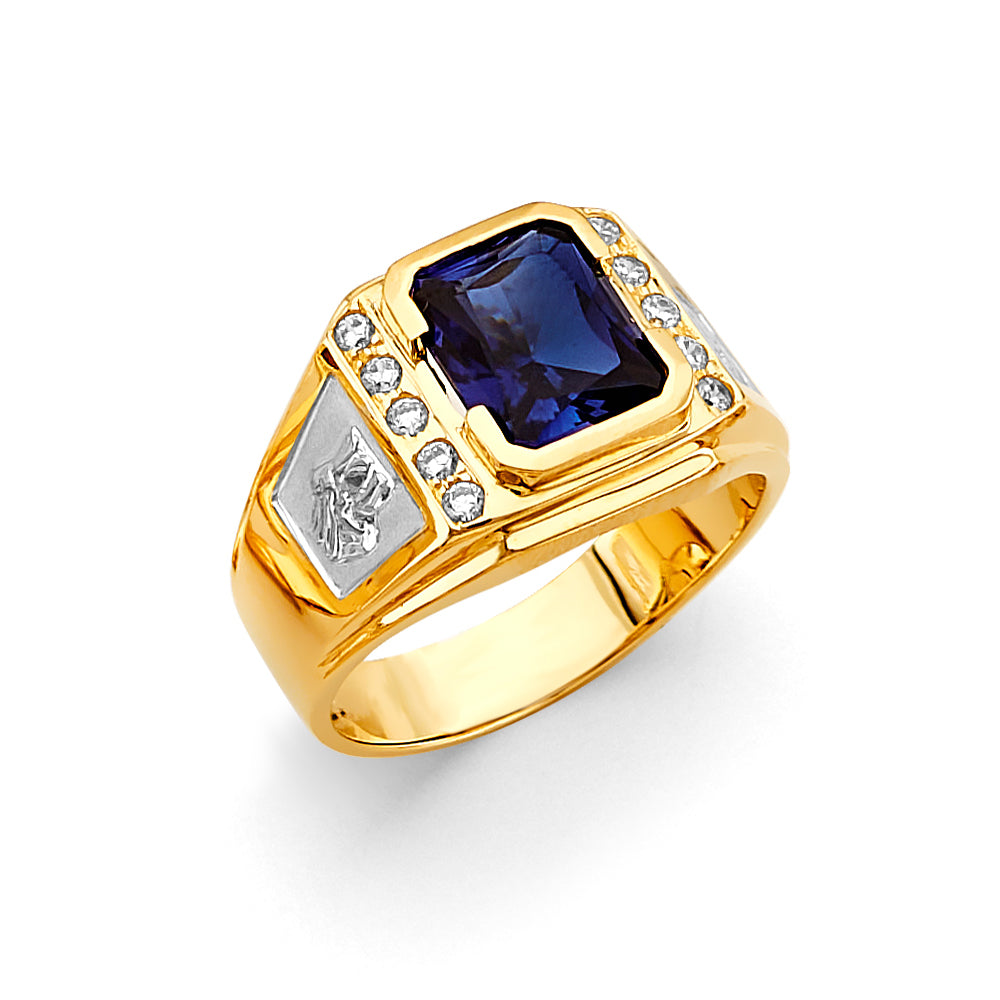 14K Two Tone Gold Men'S CZ Ring