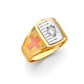14K Yellow White Rose Gold Men'S CZ Ring