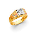 14K Yellow White Rose Gold Men'S CZ Ring