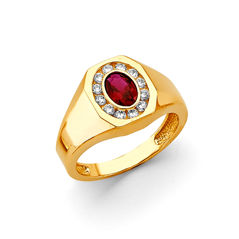 14K Yellow Gold Men'S CZ Ring