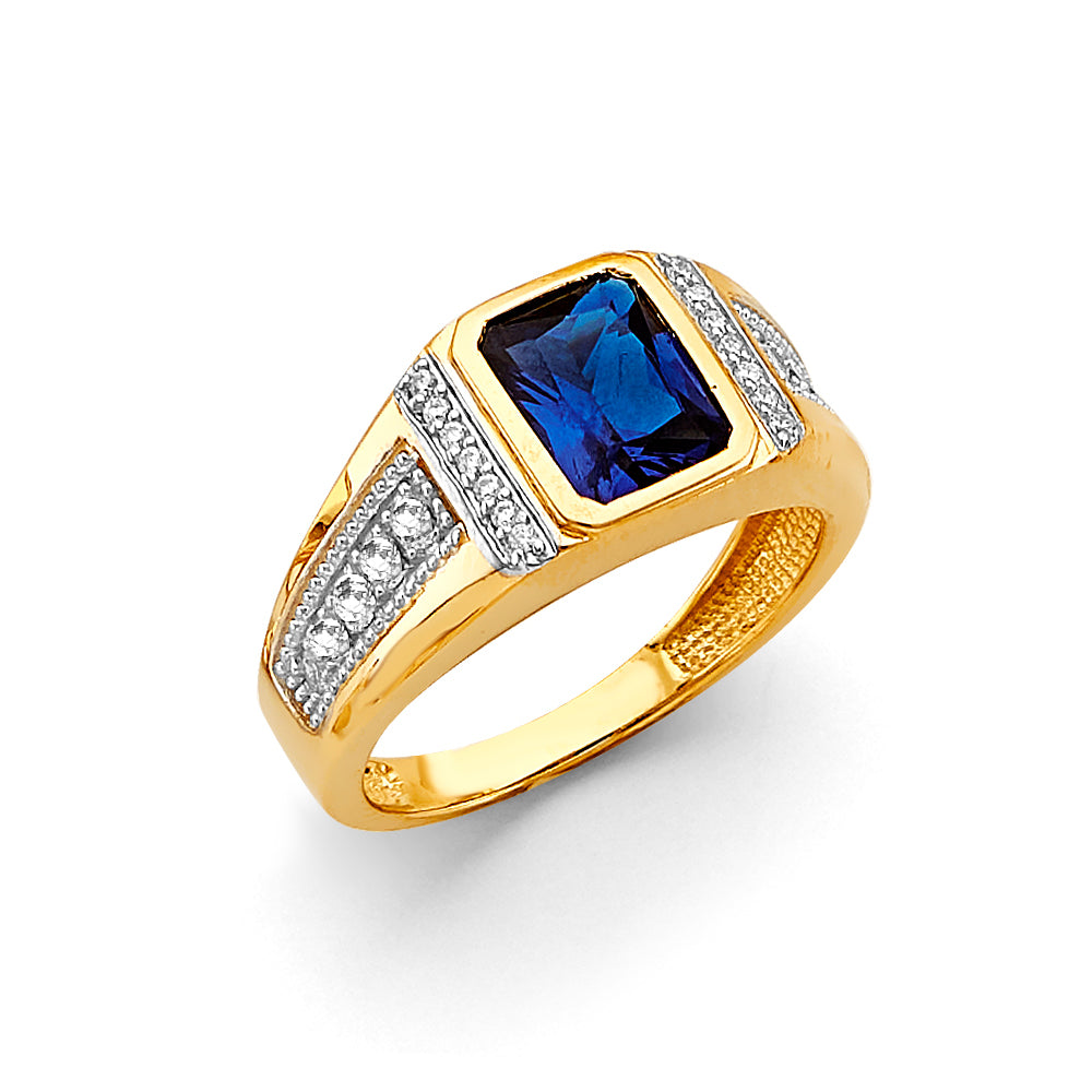 14K Two Tone Gold Men'S CZ Ring