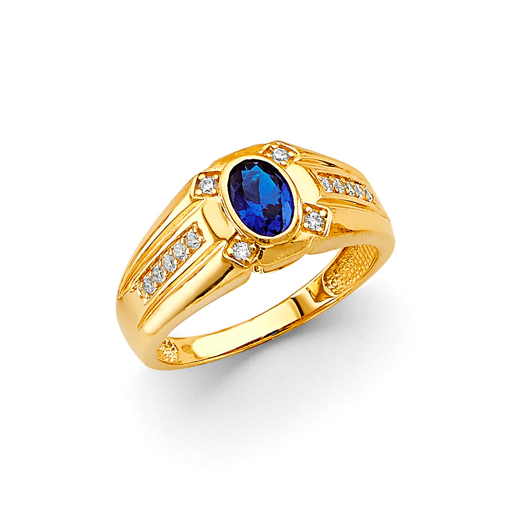 14K Two Tone Gold Men'S CZ Ring