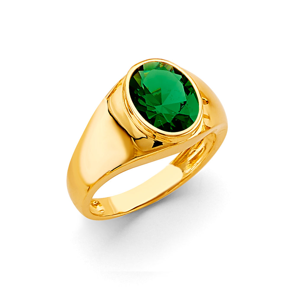 14K Yellow Gold Men'S CZ Ring