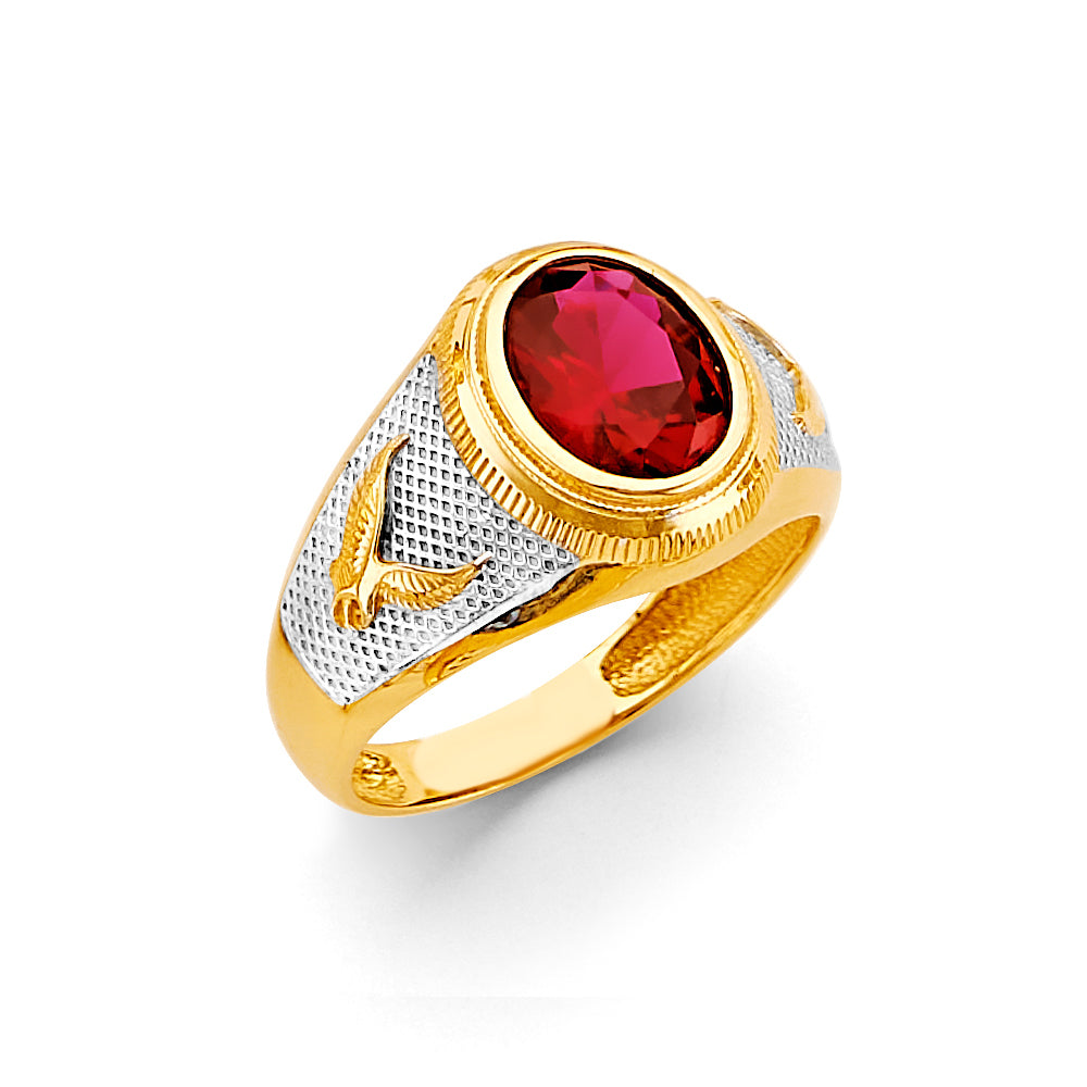 14K Two Tone Gold Men'S CZ Ring