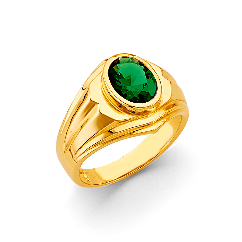 14K Yellow Gold Men'S CZ Ring