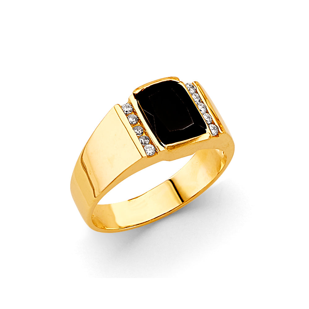 14K Yellow Gold Men'S CZ Ring