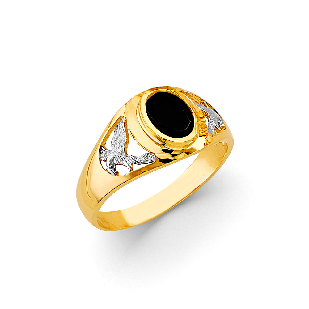 14K Two Tone Gold Men'S CZ Ring