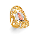 14K Yellow White Rose Gold CZ Guadalupe Ring