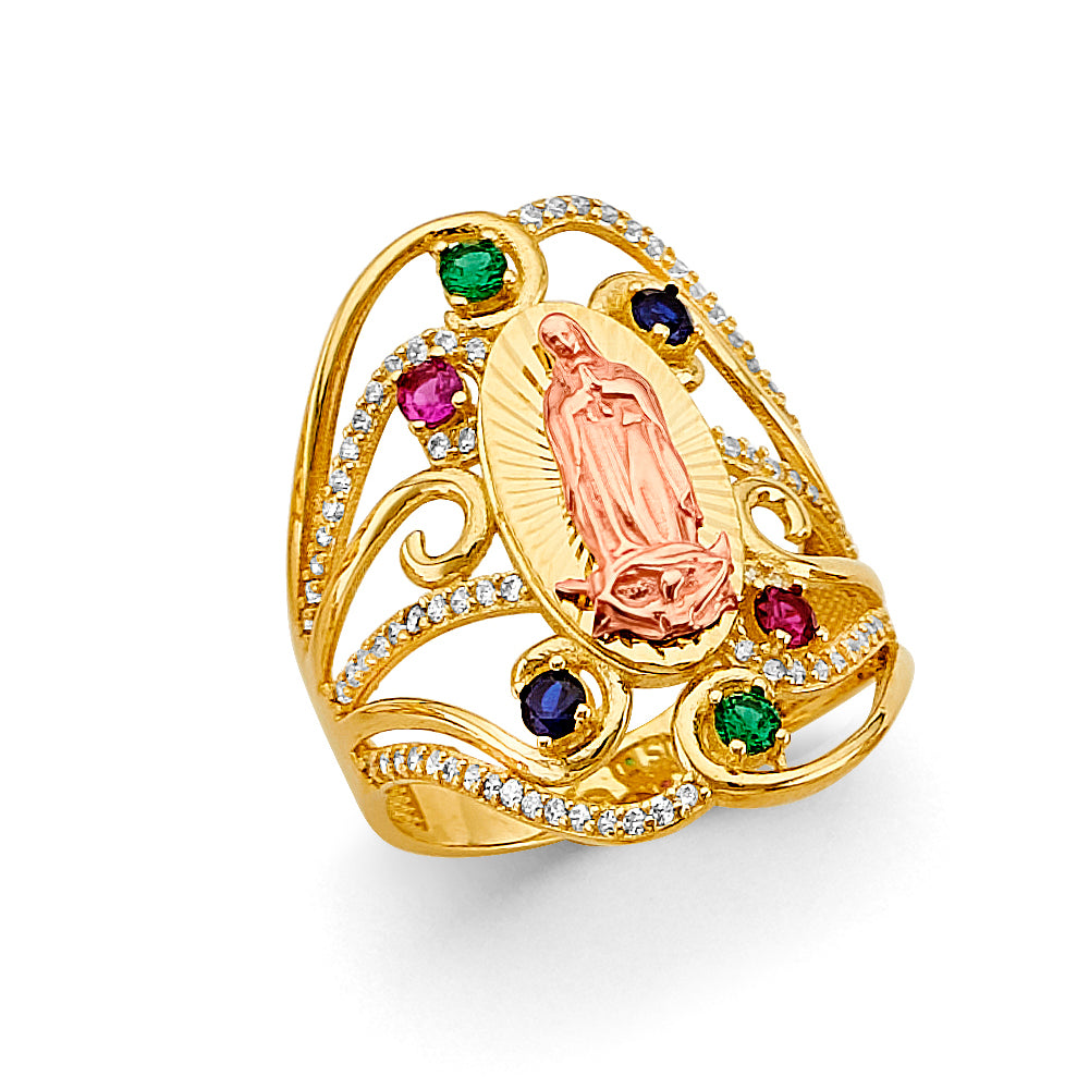 14K Two Tone Gold Colored CZ Guadalupe Ring