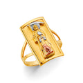 14K Yellow White Rose Gold Santa Muerte Men'S Ring