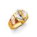 14K Yellow White Rose Gold Santa Muerte Men'S Ring