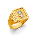 14K Two Tone Gold Santa Muerte Men'S Ring