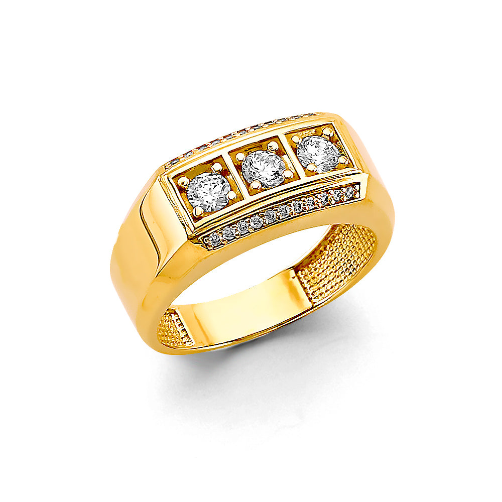 14K Two Tone Gold Men'S CZ Ring