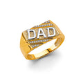 14K Two Tone Gold Dad Men'S CZ Ring