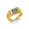14K Two Tone Gold Dad Men'S CZ Ring