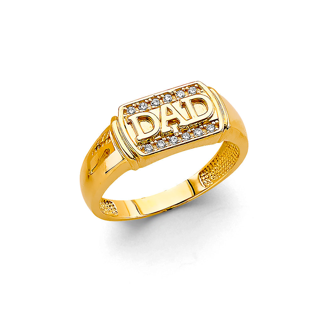 14K Two Tone Gold Dad Men'S CZ Ring