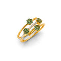 14K Yellow Gold Flower Green CZ Ring