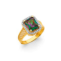 14K Yellow Gold Fancy Mystic Topaz CZ Ring