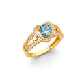 14K Yellow Gold Fancy Blue CZ Ring