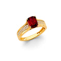 14K Yellow Gold Fancy Red CZ Ring
