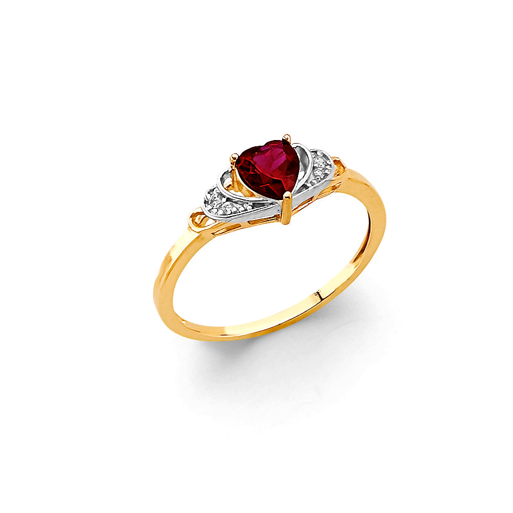 14K Yellow Gold Fancy Red CZ Ring