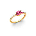 14K Yellow Gold Fancy Red CZ Ring