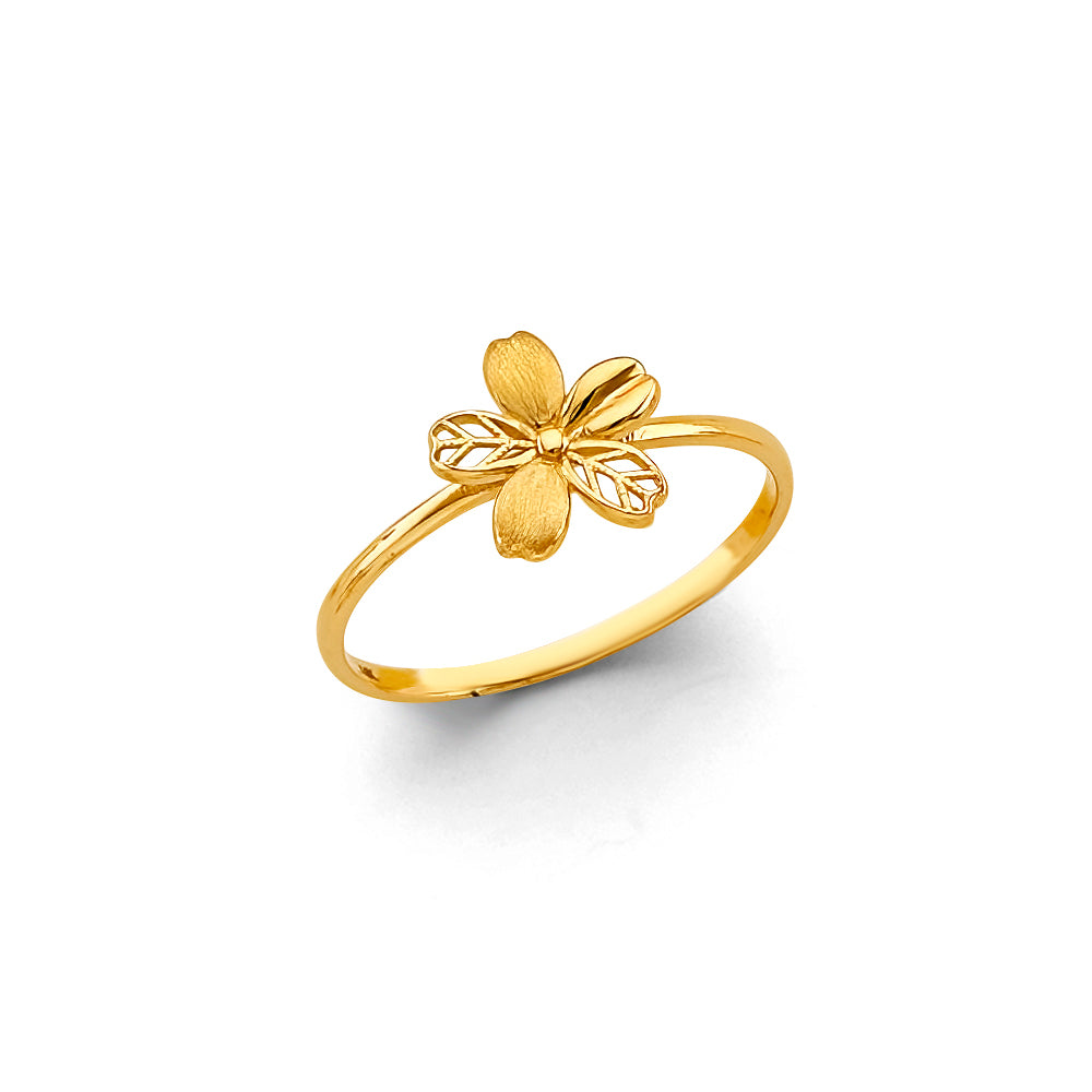 14K Yellow Gold Flower Ring