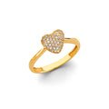 14K Yellow Gold CZ Heart Ring