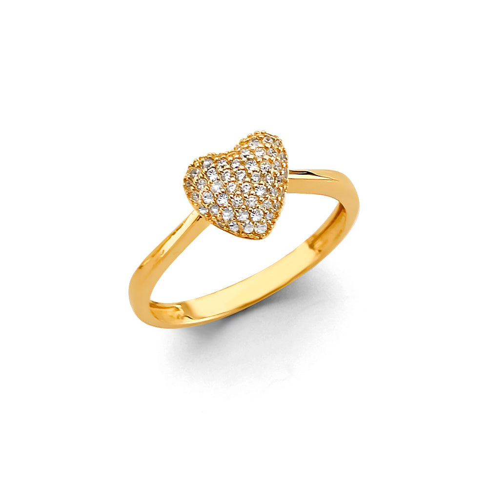 14K Yellow Gold CZ Heart Ring
