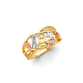 14K Yellow White Rose Gold Lucky Ring