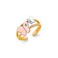 14K Yellow White Rose Gold CZ Butterfly Toe Ring