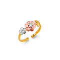 14K Yellow White Rose Gold CZ Flower Toe Ring