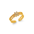 14K Two Tone Gold CZ Flower Toe Ring