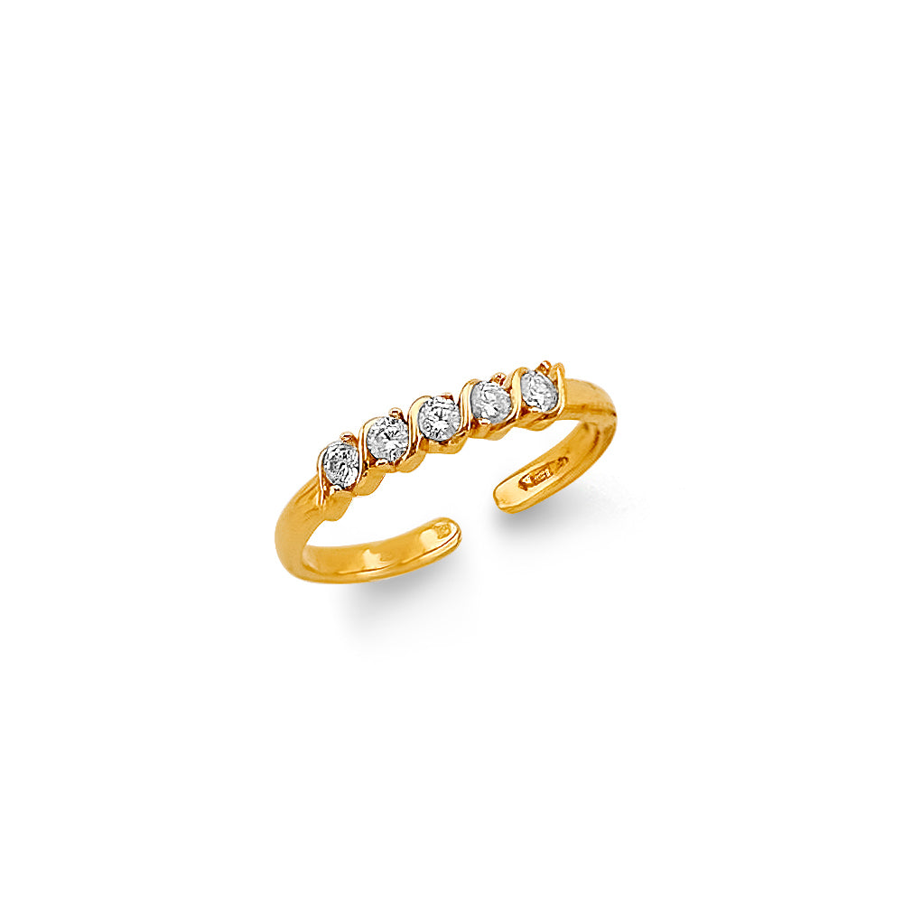 14K Two Tone Gold CZ Toe Ring