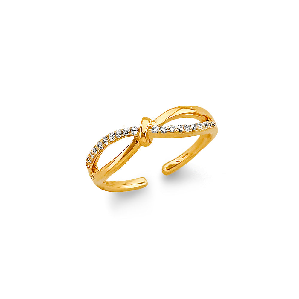 14K Yellow Gold CZ Infinity Toe Ring