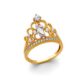 14K Yellow White Rose Gold Crown St. Jude CZ Ring