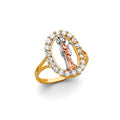 14K Yellow White Rose Gold Santa Muerte CZ Ring
