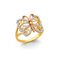 14K Yellow White Rose Gold CZ Butterfly Ring