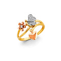 14K Yellow White Rose Gold CZ Butterfly Ring