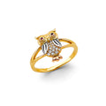 14K Yellow White Rose Gold CZ Owl Ring