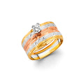 14K Yellow White Rose Gold Ladies CZ Engagement Ring