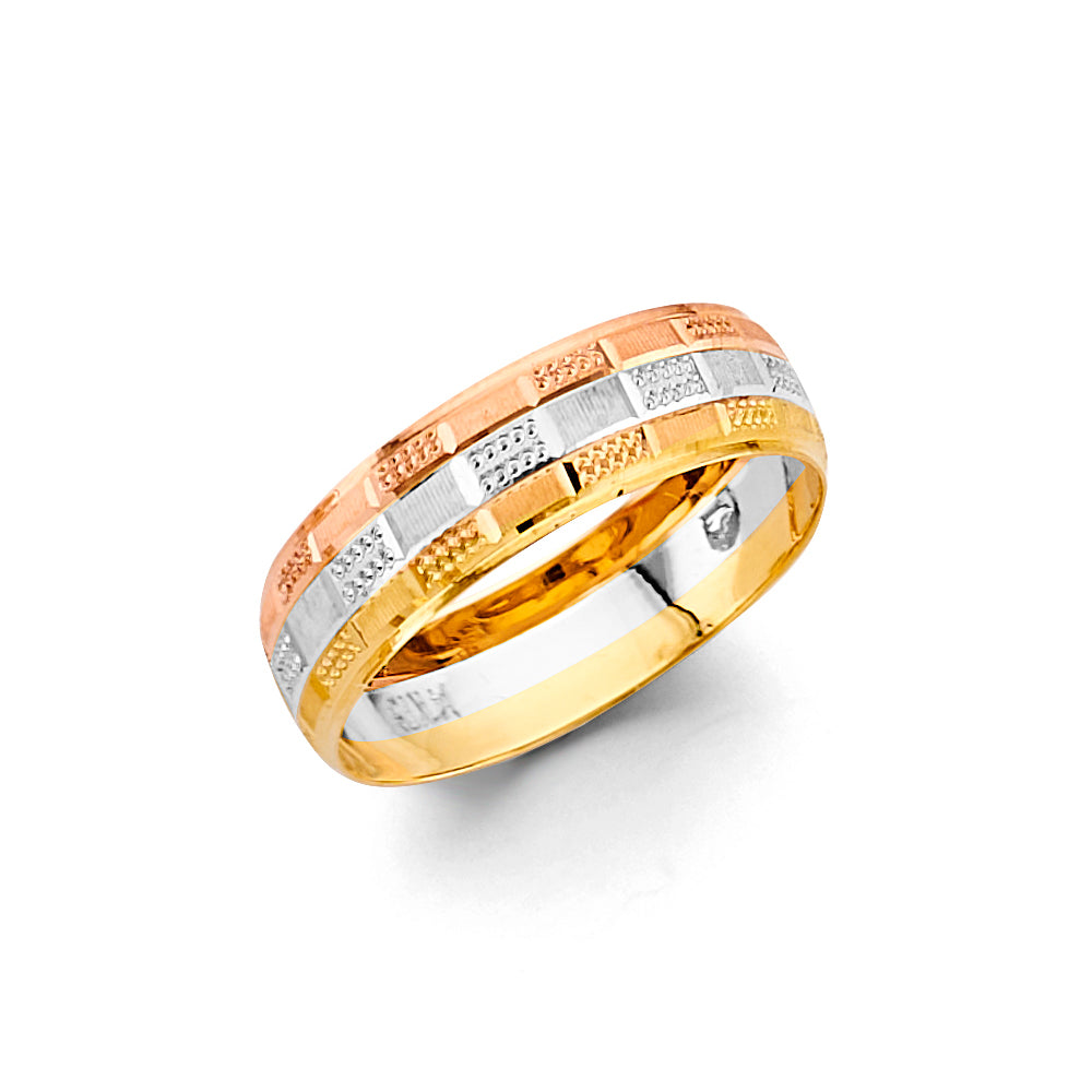 14K Yellow White Rose Gold Men Wedding Band
